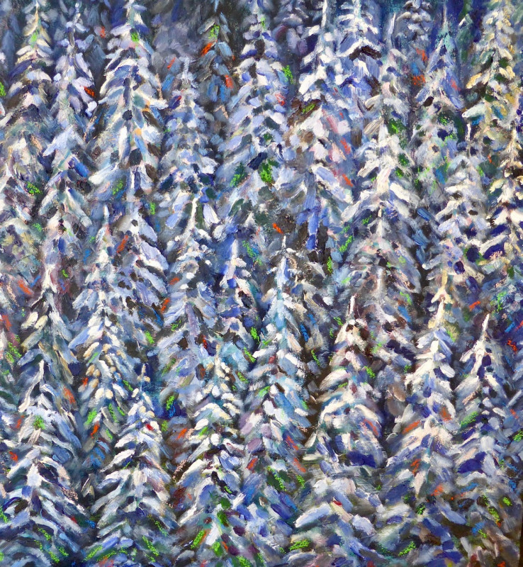 tannenwald ii 2023  oel und wachs auf leinwand  cm x cm